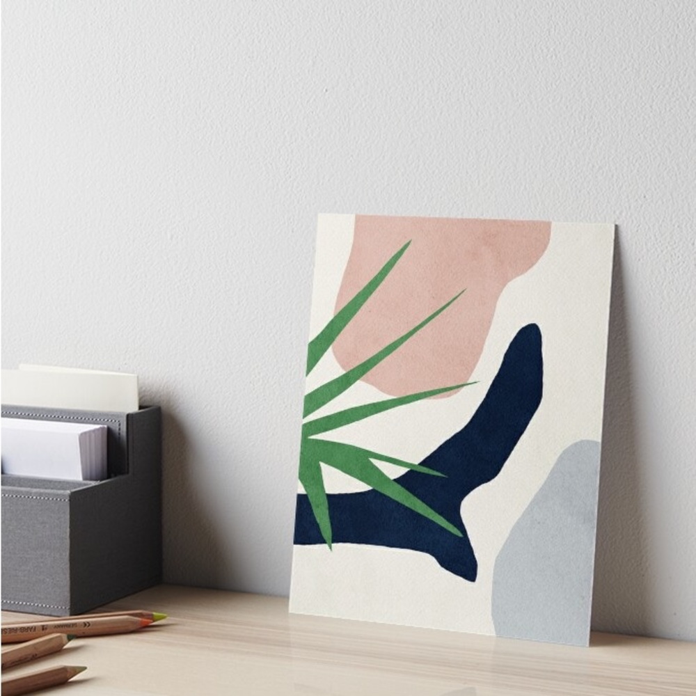 Red bubble abstract plant mid century modern wall art